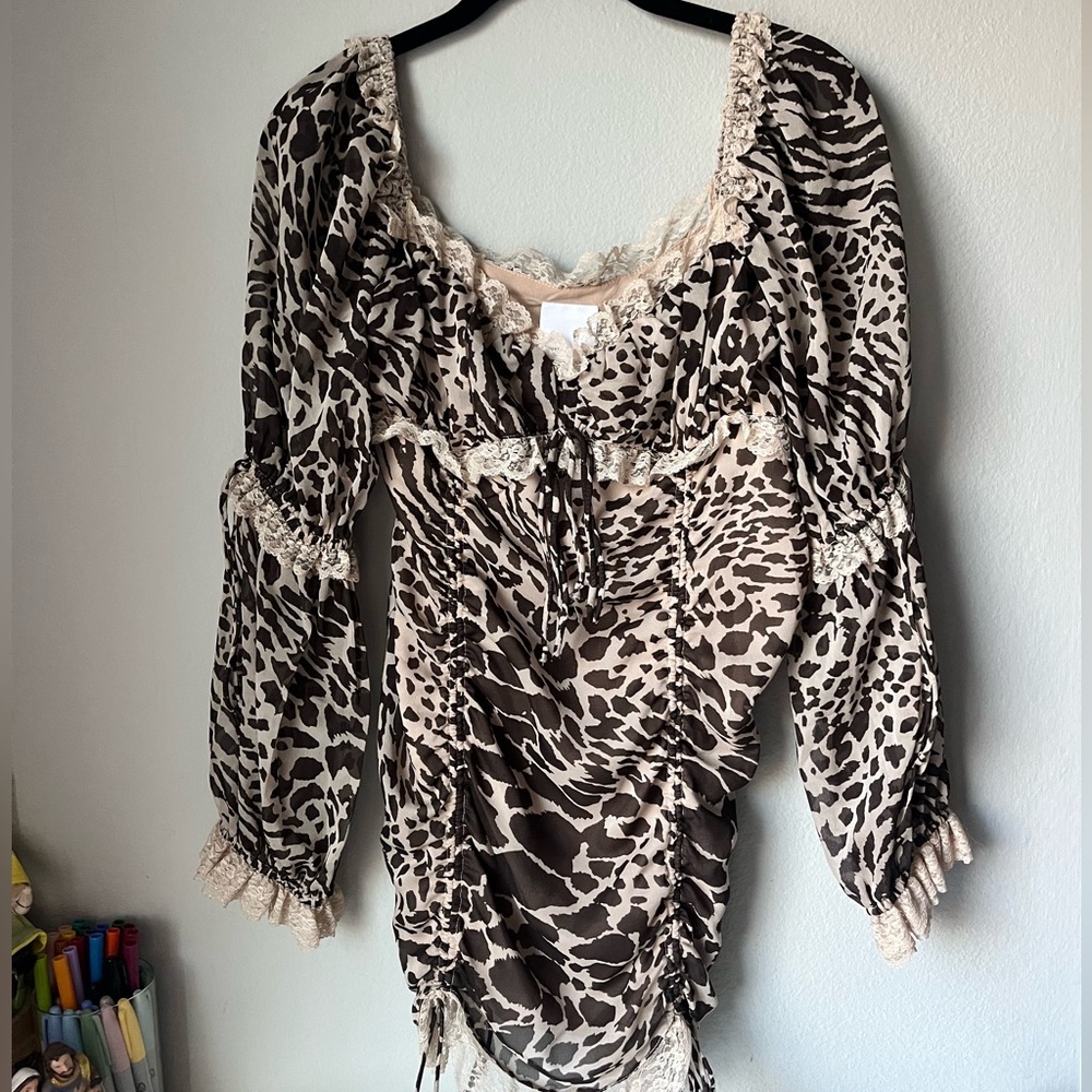 Skylar + Madison Animal Print Lace Cinched Dress